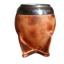 Cuia Chimarrão Uruguaia Material Animal Legítimo Marrom com Suporte e Bocal Aberto