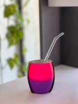 Cuia de chimarrão e tererê rosa com roxo