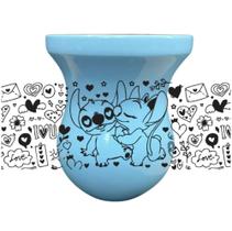 Cuia De Madeira Azul Personalizada - STITCH