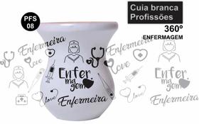 Cuia de Madeira Branca Personalizada 360 Profissões - Enfermagem