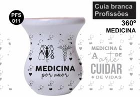 Cuia de Madeira Branca Personalizada 360 Profissões - Medicina