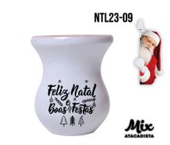 Cuia de Madeira Branca Personalizada Natal