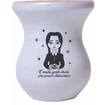 Cuia De Madeira Branca Personalizada Wandinha