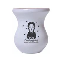 Cuia De Madeira Branca Personalizada Wandinha mod.03