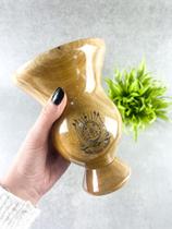 Cuia de Madeira Lisa Com Pé - Brasão Rio Grande do Sul