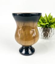 Cuia de Madeira Pintada com Pé