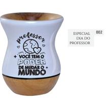 Cuia de Madeira Premium Branca Personalizada - Dia dos Professores