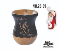 Cuia de Madeira Premium Preta Personalizada Natal