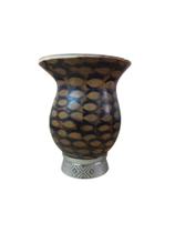 Cuia De Porongo Carijo Pé De Metal Para Chimarrão