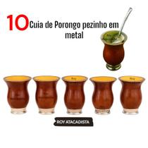 Cuia de porongo pezinho em metal kit 10