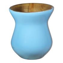 Cuia Madeira Nobre Imbuia Chimarrão Perolizada Azul Pastel