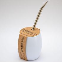Cuia mate Matesito c/ bomba inox branca