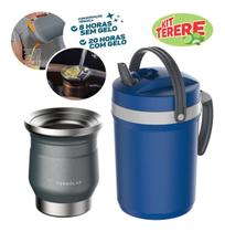Cuia Térmica Chumbo 250ml Jarra Azul 2,5l Tereré Chimarrão Cuia Térmica Chumbo 250ml Jarra Azul 2,5l Tereré Chimarrão