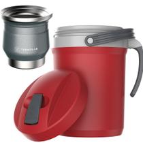 Cuia Térmica Chumbo 250ml Jarra Vermelha 2,5L Tereré Suco Cuia Térmica Chumbo 250ml Jarra Vermelha 2,5L Tereré Suco