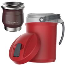 Cuia Térmica Inox Bronze 250ml Jarra Térmica 2,5L Vermelha
