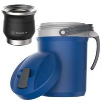 Cuia Térmica Inox Preto 250ml Jarra Azul 2,5L Tereré Termolar Cuia Térmica Inox Preto 250ml Jarra Azul 2,5L Tereré Termolar