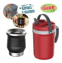 Cuia Térmica Inox Preto 250ml Jarra Vermelha 2,5L Tereré Cuia Térmica Inox Preto 250ml Jarra Vermelha 2,5L Tereré