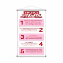 Cuidado Bucal Higiene 5 Passos Banner Pedagógico 80x50cm Cuidado Bucal Higiene 5 Passos Banner Pedagógico 80x50cm