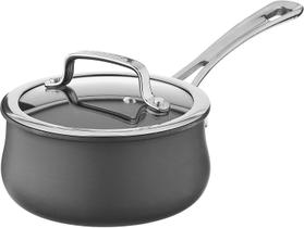 Cuisinart Contorno Duro Anodizado 1-Quart Panela com Capa, Preto