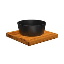 Cumbuca em Ferro Fundido Suporte Madeira Petisco Caldo 12cm