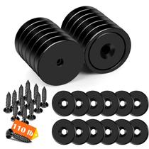 Cup Magnet DIYMAG 50 kg 3,2 cm com orifício com parafusos 12 peças pretas