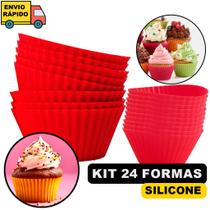 Cupcake Kit 24 Formas De Silicone Para Bolos Resiste Altas Temperatura Fácil De Desinformar