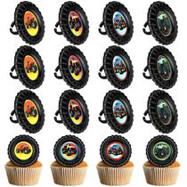 Cupcake Rings Chuangdi Monster Truck 48 unidades para festa de carros de corrida