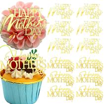 Cupcake Toppers AiQi Bakes Feliz Dia das Mães em acrílico dourado