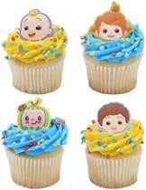 Cupcake Toppers DecoPac CocoMelon Playtime Rings, pacote com 24