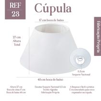 Cúpula Abajur Clássica Tecido Algodão 27x17x43cm Soquete E27 Ref 23 - Branco