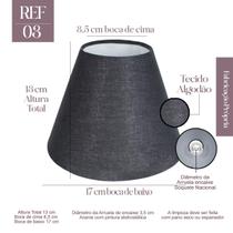 Cupula Abajur Pequeno Tecido Algodao Bege, Preto e Branco 13 cm x 8,5 cm x 17 cm Encaixe Soquete Nacional 3,5 cm Nacional