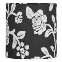 Cúpula Cilindrica de Abajur Tecido Floral Prata 15x16cm