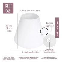 Cupula Clásscia 13x8x17cm de Abajur luminaria Tecido algodão Soquete Importado Ref 03 Cor Bege, Preto, branco
