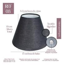Cupula Clásscia 13x8x17cm de Abajur luminaria Tecido algodão Soquete Importado Ref 03 Cor Bege, Preto, branco