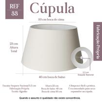 Cúpula Clássica Abajur luminária Grande 30x40x23cm de tecido algodão soquete Nacional Ref 33 Cor bege, branco e Preto
