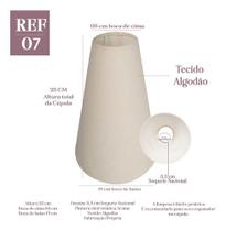 Cupula clássica Cone 25x8x19cm de Tecido algodão soquete nacional cor bege Ref 07