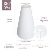 Cúpula Clássica Cone 39x13x29cm de Tecido Algodão Soquete Nacional cor branco Ref 09A