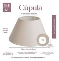 Cúpula Clássica Conica 16x10x25cm em Tecido algodão Soquete nacional cor bege Ref 18