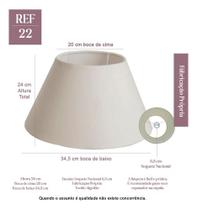Cúpula Clássica Conica 24x20x34,5 de Tecido Algodão soquete nacional cor bege Ref 22