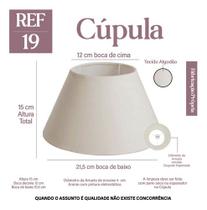 Cúpula Clássica de Abajur 12x22x15cm Cônica de tecido algodão soquete Importado Ref 19 Cor Bege, branca ou Preta