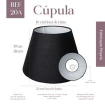 Cúpula clássica de Abajur 19X16X28cm Tecido Algodão Soquete Nacional Ref 20A Cor Branca, Bege, Preto