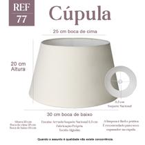 Cúpula Clássica de Abajur 20x25x30 Cone Grande tecido Algodão Soquete nacional cor Bege Ref 77