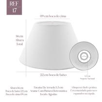 Cúpula Clássica para Abajur 9x14x22cm Cônica de tecido algodão soquete nacional Ref 17 Cor Bege, branca ou Preta