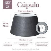 Cúpula de Abajur Grande Cone Tecido Algodão 25x30x40cm Preto Ref 78
