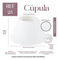 Cúpula De Abajur Grande Cônica Tecido Algodão Soquete E27 30x20x50cm Ref 25 - Branco - Conica