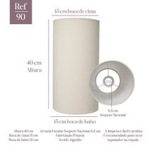 Cúpula de Abajur luminária 15x40x15cm Cilíndrica de Tecido Algodão Soquete nacional Cor bege, Preta ou branca Ref 90