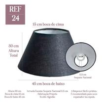 Cúpula de Abajur luminária 30x15x45cm Grande de Tecido Algodão soquete Nacional Ref 24 Cor Bege, Branco ou Preta