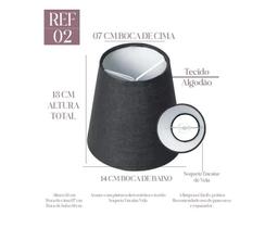 Cúpula de Lustre Abajur 13X7X14 Ambientes Tecido Algodão Cor Preto Ref 02