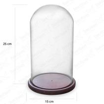 Cúpula de Vidro Redoma de Vidro Bela e a Fera c/Base Madeira x53w