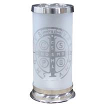 Cúpula de vidro São Bento porta vela jateado Cúpula de vidro São Bento porta vela jateado